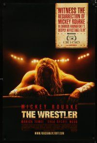 9x839 WRESTLER advance DS 1sh '08 Darren Aronofsky, cool image of Mickey Rourke on the ropes!