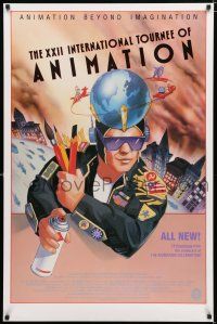 9x844 XXII INTERNATIONAL TOURNEE OF ANIMATION 1sh '90 wild David Luce artwork!