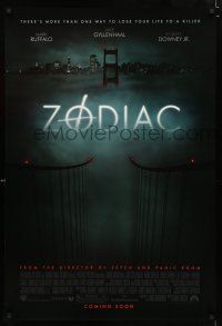 9x850 ZODIAC advance DS 1sh '07 Jake Gyllenhaal, Mark Ruffalo, creepy image of San Francisco Bay!