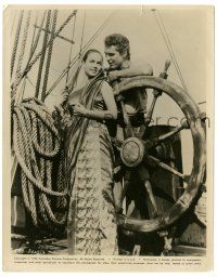 9y055 7th VOYAGE OF SINBAD 8x10.25 still '58 Mathews & Kathryn Grant at ship's wheel, Harryhausen!