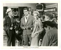 9y136 BIRDS 8.25x10 still '63 close up of Rod Taylor & Tippi Hedren with sheriff in bar!