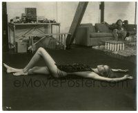 9y141 BLOW-UP 8x10 still '67 sexy model Verushka laying on floor in barely-there outfit!