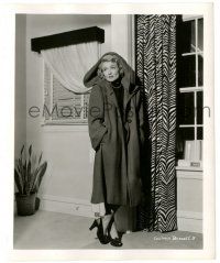 9y207 CONSTANCE BENNETT 8.25x10 still '40s full-length portrait modeling a cool hooded coat!