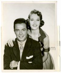 9y230 DECEMBER BRIDE TV 8x10.25 still '54 smiling portrait of Frances Rafferty & Dean Miller!