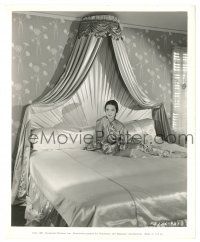 9y254 DOROTHY LAMOUR 8.25x10 still '37 portrait in pajamas in huge bed from Big Broadcast of 1938!