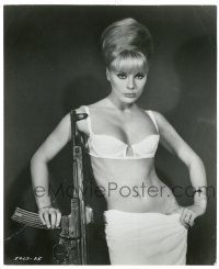 9y282 ELKE SOMMER 8x9.75 still '67 barely dressed with machine gun from Deadlier Than the Male!
