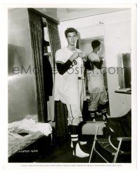 9y294 FEAR STRIKES OUT candid 8.25x10 still '57 Perkins puts on his Boston Red Sox baseball uniform