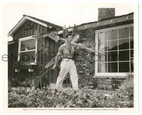 9y329 GEORGE NADER 8x10 still '56 great candid carrying garden tools around his Hollywood home!