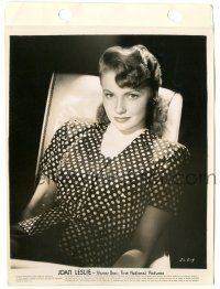 9y465 JOAN LESLIE 8x11 key book still '30s the pretty actress seated in great polka dot blouse!