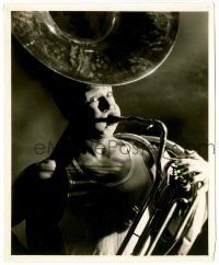 9y466 JOE E. BROWN 8.25x10 still '20s incredible portrait playing the tuba by Elmer Fryer!