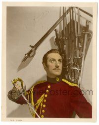 9y020 MARK OF ZORRO color-glos 8x10 still '40 great close up of Basil Rathbone by sword rack!