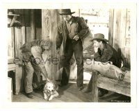 9y625 OF MICE & MEN 8x10.25 still '40 Lon Chaney Jr. & Burgess Meredith look at dog on floor!
