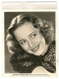 9y629 OLIVIA DE HAVILLAND 8x11 key book still '30s super close smiling portrait wearing lace top!