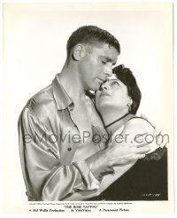 9y756 ROSE TATTOO 8x10 still '55 romantic c/u of Burt Lancaster showing tattoo with Anna Magnani!