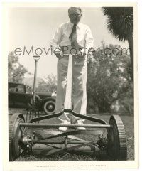 9y949 W.C. FIELDS 8.25x10 still '33 incredible portrait mowing the lawn at his Toluca Lake home!