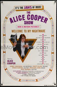 9z031 ALICE COOPER: WELCOME TO MY NIGHTMARE 1sh '75 it's the JAWS of rock, art of Alice Cooper!