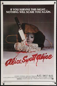 9z033 ALICE SWEET ALICE 1sh '77 first Brooke Shields, disturbing knife-in-doll image!