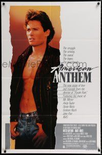9z049 AMERICAN ANTHEM 1sh '86 huge image of shirtless Mitchell Gaylord!