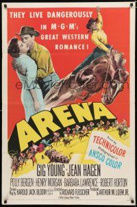 9z065 ARENA 2D 1sh '53 Gig Young, Jean Hagen, Polly Bergen, first 3-D western!