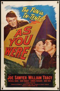 9z071 AS YOU WERE 1sh '51 soldiers Joe Sawyer & William Tracy, The fun is in-tents!