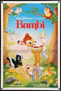 9z089 BAMBI FrenchUS 1sh R88 Walt Disney cartoon deer classic, great art with Thumper & Flower!