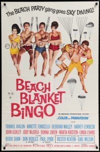 9z102 BEACH BLANKET BINGO 1sh '65 Frankie Avalon & Annette Funicello go sky diving!
