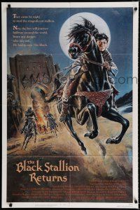 9z137 BLACK STALLION RETURNS 1sh '83 really cool art of boy riding horse!