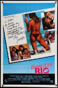 9z141 BLAME IT ON RIO 1sh '84 Demi Moore, Michael Caine, cool postcard image!