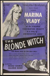 9z143 BLONDE WITCH 1sh '55 Nicole Courcel, close-up of sexy sorceress Marina Vlady!