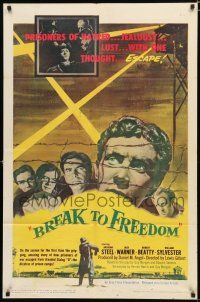 9z167 BREAK TO FREEDOM 1sh '55 Anthony Steel, Jack Warner, World War II prison escape!