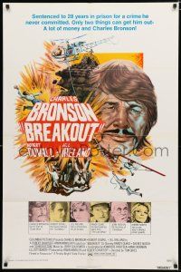 9z171 BREAKOUT 1sh '75 28 years in prison for a crime he didn't commit, only Bronson can save him