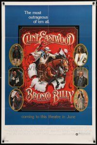 9z179 BRONCO BILLY advance 1sh '80 Clint Eastwood, art by Gerard Huerta & Roger Huyssen!
