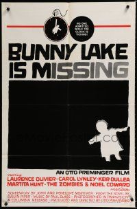 9z191 BUNNY LAKE IS MISSING 1sh '65 directed by Otto Preminger, cool Saul Bass artwork!
