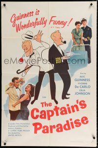 9z208 CAPTAIN'S PARADISE 1sh '53 great artwork & photos of Alec Guinness trying to juggle two wives!