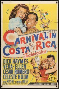 9z209 CARNIVAL IN COSTA RICA 1sh '47 art of Dick Haymes & Vera-Ellen in Central America!