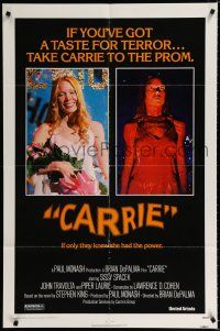 9z210 CARRIE 1sh '76 Stephen King, Sissy Spacek before and after her bloodbath at the prom!