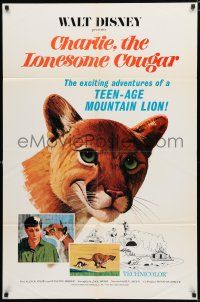 9z217 CHARLIE THE LONESOME COUGAR 1sh '67 Walt Disney, art of smiling teen-age mountain lion!
