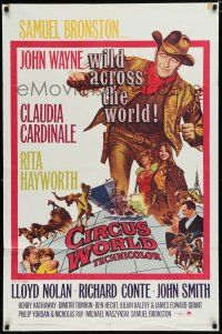 9z225 CIRCUS WORLD 1sh '65 Claudia Cardinale, John Wayne at his toughest!