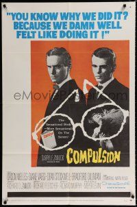 9z241 COMPULSION 1sh '59 crazy Dean Stockwell & Bradford Dillman try to commit the perfect murder!