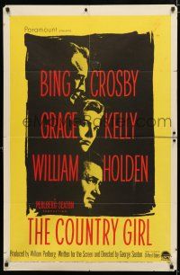 9z249 COUNTRY GIRL 1sh '54 Grace Kelly, Bing Crosby, William Holden, by Clifford Odets!