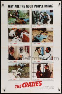 9z251 CRAZIES 1sh '73 George Romero, alternate style with images from the movie!