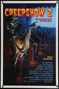 9z254 CREEPSHOW 2 1sh '87 Tom Savini, great Winters artwork of skeleton guy in theater!
