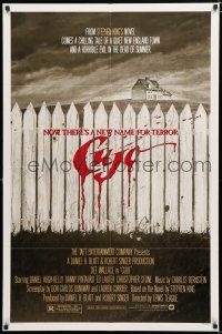 9z262 CUJO 1sh '83 Stephen King, artwork of bloody fence & house by Robert Tanenbaum!
