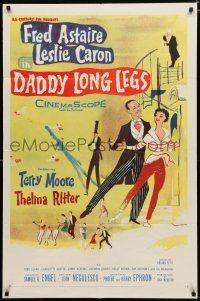 9z265 DADDY LONG LEGS 1sh '55 wonderful art of Fred Astaire dancing with Leslie Caron!