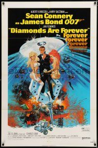 9z302 DIAMONDS ARE FOREVER 1sh '71 art of Sean Connery as James Bond 007 by Robert McGinnis!