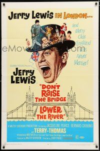9z315 DON'T RAISE THE BRIDGE, LOWER THE RIVER 1sh '68 wacky art of Jerry Lewis in London!