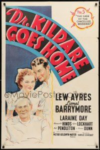9z325 DR. KILDARE GOES HOME 1sh '40 artwork of medical Lew Ayres, Lionel Barrymore, Laraine Day!