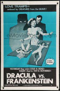 9z328 DRACULA VS. FRANKENSTEIN 1sh '70s love tramps seduced by creatures from the grave!