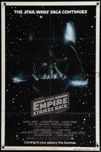 9z349 EMPIRE STRIKES BACK advance 1sh '80 Darth Vader head floating in space!