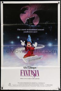 9z371 FANTASIA 1sh R85 great image of Mickey Mouse & others, Disney musical cartoon classic!